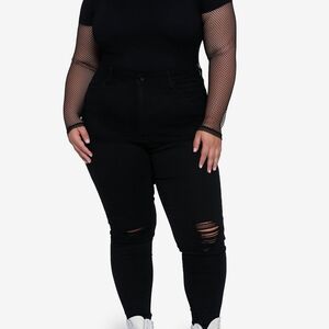 Hot Topic Midnight Hour Black Fishnet Mesh Girls Long-Sleeve Top Plus Size 3x